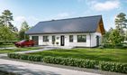Projekt domu Tani w budowie 3 - parterowy dom o powierzchni 97,47 m², dach dwuspadowy, koszt budowy 303 000 zł - ujęcie frontu