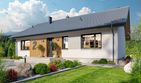Projekt domu Tracja 2 modern - parterowy dom o powierzchni 99,38 m², dach dwuspadowy, koszt budowy 265 000 zł - ujęcie frontu