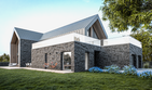 Projekt domu House x29 - parterowy z poddaszem dom o powierzchni 248,57 m², dach wielospadowy, koszt budowy 768 000 zł - ujęcie frontu