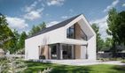 Projekt domu NewHouse 758 - parterowy z poddaszem dom o powierzchni 114,07 m², dach dwuspadowy, koszt budowy 328 000 zł - ujęcie frontu