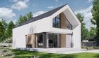 Projekt domu NewHouse 758 - parterowy z poddaszem dom o powierzchni 114,07 m², dach dwuspadowy, koszt budowy 351 000 zł - ujęcie frontu