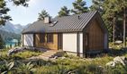 Projekt domu Jupiter 2XL - parterowy dom o powierzchni 90,27 m², dach dwuspadowy, koszt budowy 257 000 zł - ujęcie frontu
