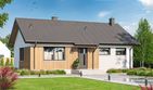 Projekt domu Tania 6 Szkielet drewniany - parterowy dom o powierzchni 70,90 m², dach dwuspadowy - ujęcie frontu
