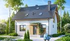 Projekt domu Dolce mini - parterowy z poddaszem dom o powierzchni 88,99 m², dach dwuspadowy, koszt budowy 217 000 zł - ujęcie frontu