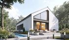 Projekt domu Studio 117 - parterowy dom o powierzchni 99,40 m², dach dwuspadowy, koszt budowy 324 000 zł - ujęcie frontu