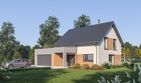 Projekt domu D460 - parterowy z poddaszem dom o powierzchni 118,22 m², dach dwuspadowy, koszt budowy 354 000 zł - ujęcie frontu