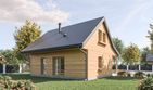 Projekt domu D439A - wersja drewniana - parterowy z poddaszem dom o powierzchni 72,16 m², dach dwuspadowy - ujęcie 2