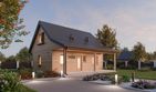 Projekt domu D439A - wersja drewniana - parterowy z poddaszem dom o powierzchni 72,16 m², dach dwuspadowy - ujęcie 3