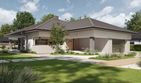 Projekt domu NewHouse 767 w1 - parterowy dom o powierzchni 153,15 m², dach namiotowy, koszt budowy 455 000 zł - ujęcie frontu