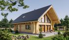 Projekt domu L-308 X z balkonem - parterowy z poddaszem dom o powierzchni 118,71 m², dach dwuspadowy - ujęcie frontu