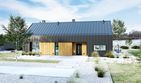 Projekt domu PióroArchitekci – 16 szkieletowy - parterowy dom o powierzchni 87,10 m², dach dwuspadowy - ujęcie frontu