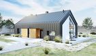 Projekt domu PióroArchitekci – 16 szkieletowy - parterowy dom o powierzchni 87,10 m², dach dwuspadowy - ujęcie 2