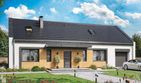 Projekt domu Terrier 8 z garażem - parterowy dom o powierzchni 101,90 m², dach dwuspadowy, koszt budowy 336 000 zł - ujęcie frontu
