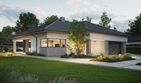 Projekt domu NewHouse 767 - parterowy dom o powierzchni 139,12 m², dach namiotowy, koszt budowy 416 000 zł - ujęcie frontu