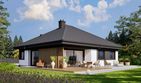 Projekt domu Flo IV - parterowy dom o powierzchni 102,60 m², dach kopertowy, koszt budowy 317 000 zł - ujęcie frontu