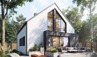 Projekt domu Studio 101 - parterowy z poddaszem dom o powierzchni 115,30 m², dach dwuspadowy, koszt budowy 352 000 zł - ujęcie frontu