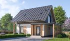 Projekt domu D458 - parterowy z poddaszem dom o powierzchni 77,18 m², dach dwuspadowy - ujęcie 2