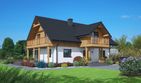 Projekt domu Komańcza dws - parterowy z poddaszem dom o powierzchni 166,99 m², dach dwuspadowy - ujęcie frontu