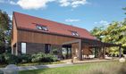 Projekt domu Nikolas III G2 (wersja B) energo plus - parterowy z poddaszem dom o powierzchni 189,23 m², dach dwuspadowy, koszt budowy 594 000 zł - ujęcie frontu