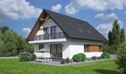Projekt domu Gryfice 23 m - parterowy z poddaszem dom o powierzchni 119,54 m², dach dwuspadowy - ujęcie frontu