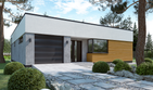 Projekt domu Ka221 T - parterowy dom o powierzchni 100,91 m², dach płaski, koszt budowy 301 000 zł - ujęcie frontu