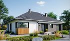 Projekt domu Sabina Nano (1987) - parterowy dom o powierzchni 109,90 m², dach kopertowy, koszt budowy 350 000 zł - ujęcie frontu