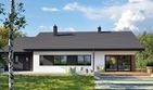 Projekt domu Mini 4 w. IV G1 - parterowy dom o powierzchni 100,05 m², dach dwuspadowy, koszt budowy 332 000 zł - ujęcie frontu