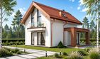 Projekt domu Stodoła z antresolą poszerzony salon - parterowy z poddaszem dom o powierzchni 116,60 m², dach dwuspadowy - ujęcie 2