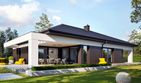 Projekt domu Alison III - parterowy dom o powierzchni 156,61 m², dach kopertowy, koszt budowy 468 000 zł - ujęcie frontu