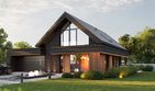Projekt domu HomeKoncept 166 G2 wariant 03 - parterowy z poddaszem dom o powierzchni 126,16 m², dach dwuspadowy, koszt budowy 417 000 zł - ujęcie frontu