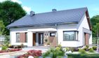Projekt domu APS 353 wariant 4 - parterowy dom o powierzchni 100 m², dach dwuspadowy, koszt budowy 312 000 zł - ujęcie frontu