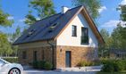 Projekt domu Fortunka 2 - parterowy z poddaszem dom o powierzchni 102,18 m², dach dwuspadowy, koszt budowy 266 000 zł - ujęcie frontu