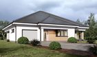 Projekt domu uA51v1 - parterowy dom o powierzchni 136,86 m², dach kopertowy, koszt budowy 426 000 zł - ujęcie frontu