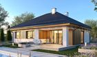 Projekt domu Kiwi 7 - parterowy dom o powierzchni 99,25 m², dach kopertowy, koszt budowy 276 000 zł - ujęcie frontu