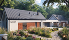 Projekt domu Ka307 - parterowy dom o powierzchni 193,58 m², dach dwuspadowy - ujęcie frontu