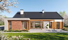 Projekt domu Dalia - parterowy dom o powierzchni 167,20 m², dach dwuspadowy, koszt budowy 510 000 zł - ujęcie frontu