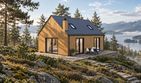 Projekt domu Akacja - parterowy dom o powierzchni 48,51 m², dach dwuspadowy - ujęcie frontu