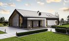 Projekt domu PióroArchitekci - 19 szkieletowy - parterowy dom o powierzchni 132,80 m², dach dwuspadowy - ujęcie frontu