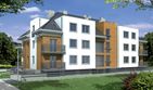 Projekt budynku wielorodzinnego Domy Szczęśliwe 1 wersja A - z pełnym piętrem i poddaszem dom o powierzchni 873 m², dach kopertowy - ujęcie 2
