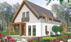 Projekt domu Lara (z wiatą) - parterowy z poddaszem dom o powierzchni 129,63 m², dach dwuspadowy - ujęcie 2