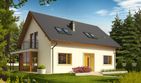 Projekt domu Katja - parterowy z poddaszem dom o powierzchni 143,26 m², dach dwuspadowy, koszt budowy 371 000 zł - ujęcie frontu