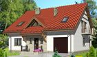Projekt domu HG-C3A - parterowy z poddaszem dom o powierzchni 139,20 m², dach dwuspadowy - ujęcie frontu