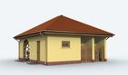 Projekt garażu G142 - parterowy dom o powierzchni 46,39 m², dach kopertowy, koszt budowy 45 129 zł - ujęcie frontu
