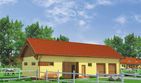 Projekt budynku gospodarczego BGS6 Budynek gospodarczy - parterowy dom o powierzchni 96,69 m², dach dwuspadowy, koszt budowy 123 763 zł - ujęcie frontu