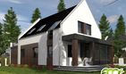 Projekt domu Rumcajs z garażem 1-st. [A] - parterowy z poddaszem dom o powierzchni 119,30 m², dach dwuspadowy, koszt budowy 330 000 zł - ujęcie frontu