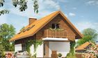 Projekt domu Wrzos - parterowy z poddaszem dom o powierzchni 101,13 m², dach dwuspadowy, koszt budowy 264 000 zł - ujęcie frontu