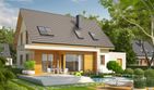 Projekt domu Nikodem G1 - parterowy z poddaszem dom o powierzchni 121,92 m², dach dwuspadowy, koszt budowy 312 000 zł - ujęcie frontu