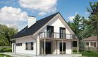 Projekt domu Lotos - parterowy z poddaszem dom o powierzchni 118,60 m², dach dwuspadowy, koszt budowy 320 000 zł - ujęcie frontu