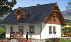 Projekt domu L-29 Dom szkieletowy - parterowy z poddaszem dom o powierzchni 100,30 m², dach dwuspadowy - ujęcie frontu