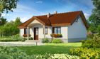 Projekt domu Sintra LMB65 - parterowy dom o powierzchni 92,26 m², dach dwuspadowy, koszt budowy 261 000 zł - ujęcie frontu